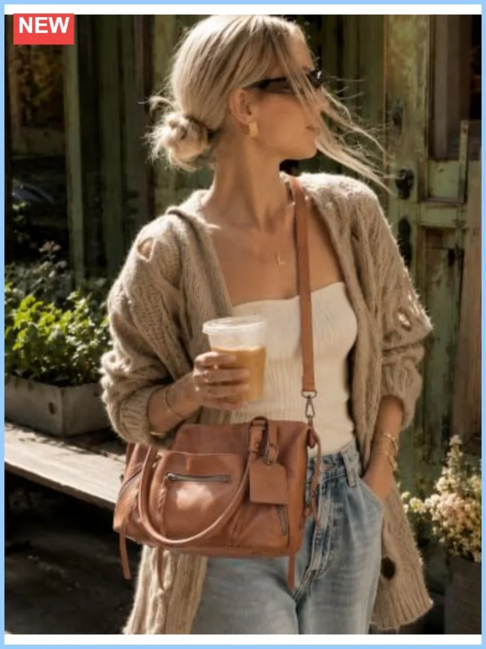 Vegan Leather Hobo Tote Bag Mini Crossbody Shoulder Handbag with Strap